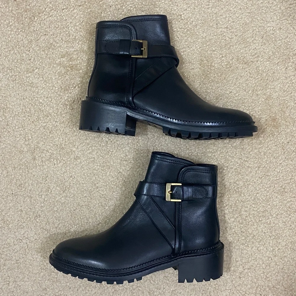 NWOB AQUATALIA Oreena Leather Buckle Moto Boots Women’s Size 5.5